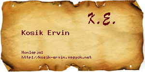 Kosik Ervin névjegykártya